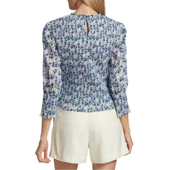 Veronica Beard 100% cotton Kali Smocked Top EUC - Picture 7 of 12